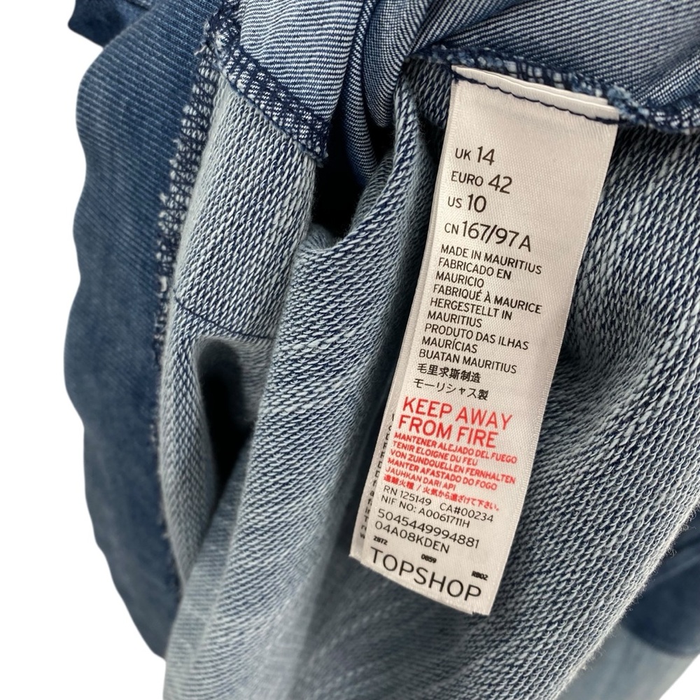 Topshop Denim Blue Patchwork Sweatshirt - Picture 9 of 9